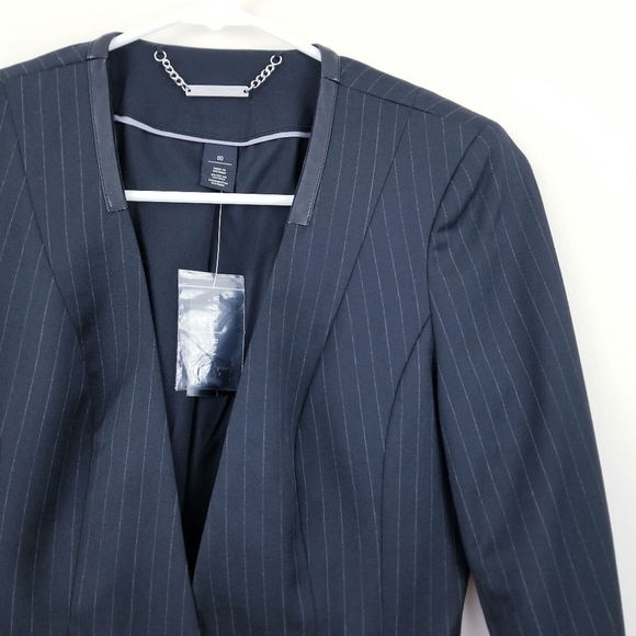 WHBM | Black Wool Blend Chalk Stripe Blazer Jacket - Picture 3 of 8